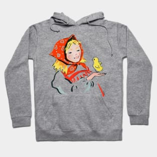 Cute Vintage Mid Century Russian Girl Soviet Illustration Design Hoodie